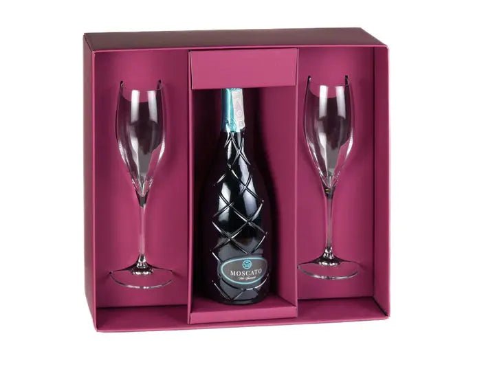 Gift Box, Set of 2 Flutes with Space Crystal House - Crystal House
