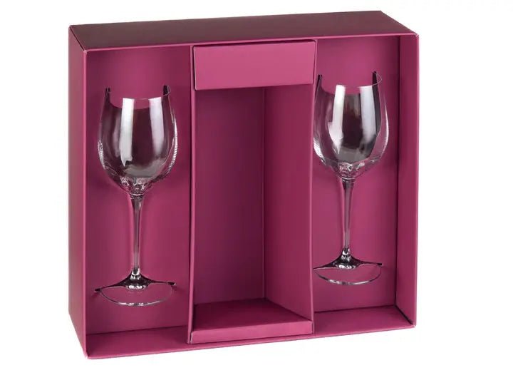 Gift Box, Wine Goblet Set of 2 with Space for Wine Bottle Crystal House