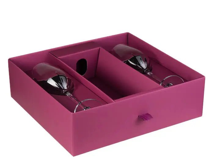 Gift Box, Wine Goblet Set of 2 with Space for Wine Bottle Crystal House