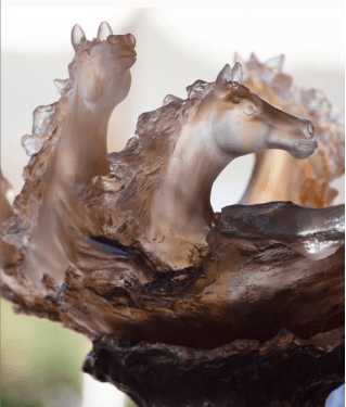 Glazed Brown Centerpiece Cavalcade Daum - Crystal House