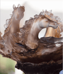 Glazed Brown Centerpiece Cavalcade Daum - Crystal House