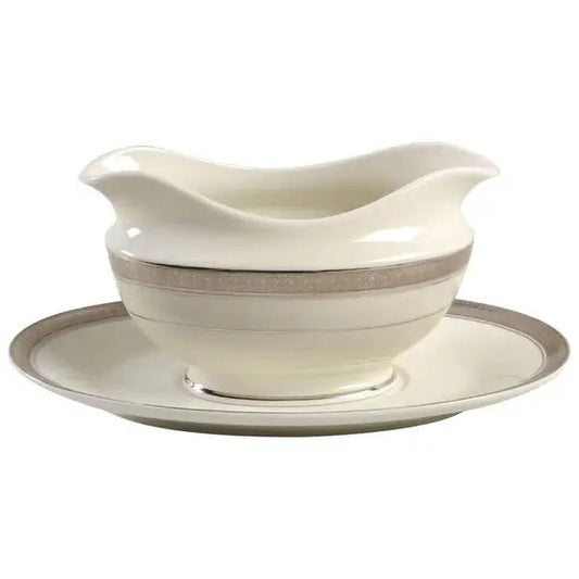 Gravy Boat & Underplate Palatial Platinum by Mikasa Crystal House - Replacements