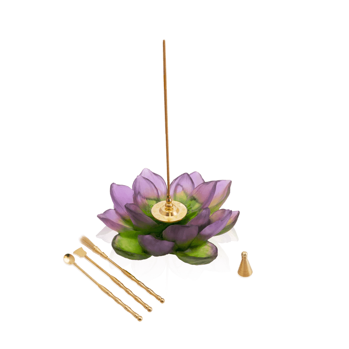 Green Pink Incense Holder - Jardin de Lotus Daum - Crystal House