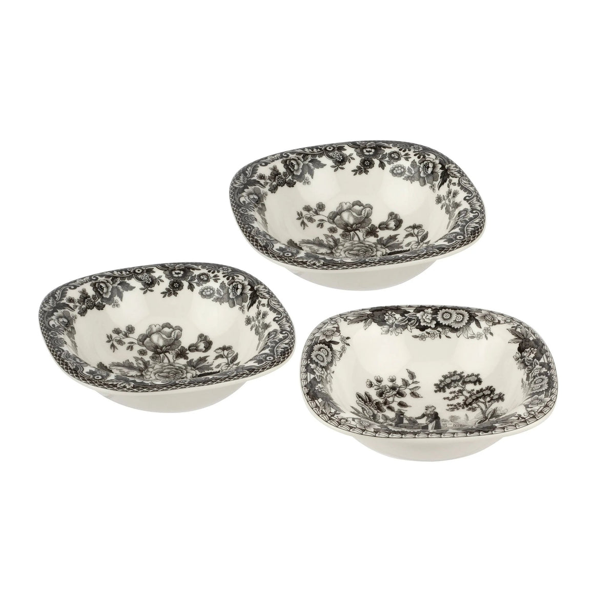 Heritage Dinnerware / Serveware / Giftware S/3 Dip Dishes (British Flowers, Girl at Well) Spode