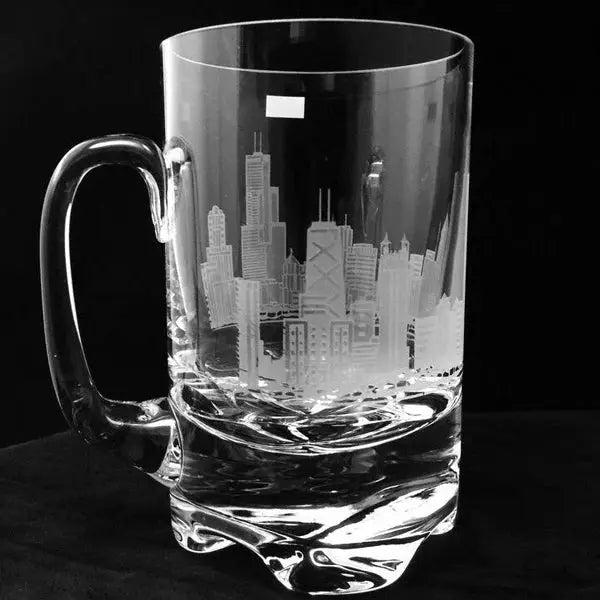 i love Chicago beer mug skyline engraved
