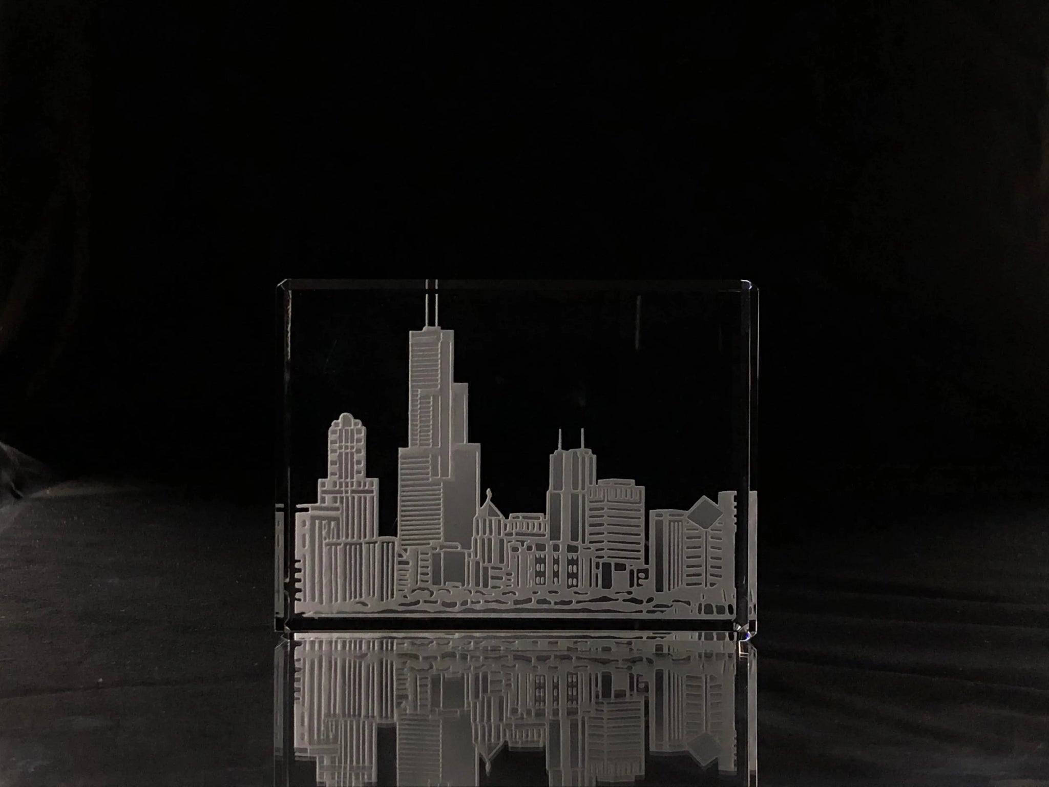 I Love Chicago Skyline Paperweight Crystal House