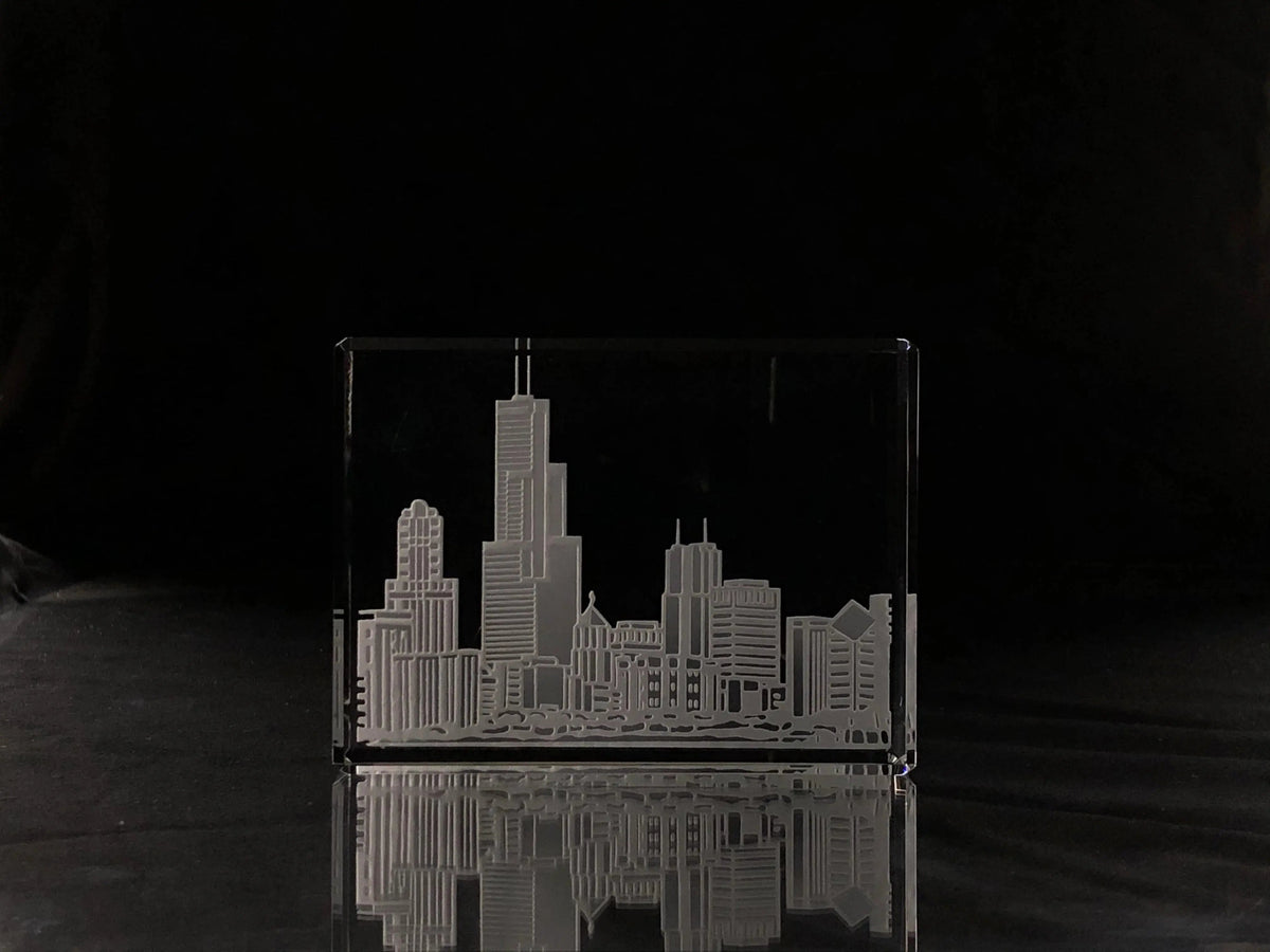 I Love Chicago Skyline Paperweight Crystal House