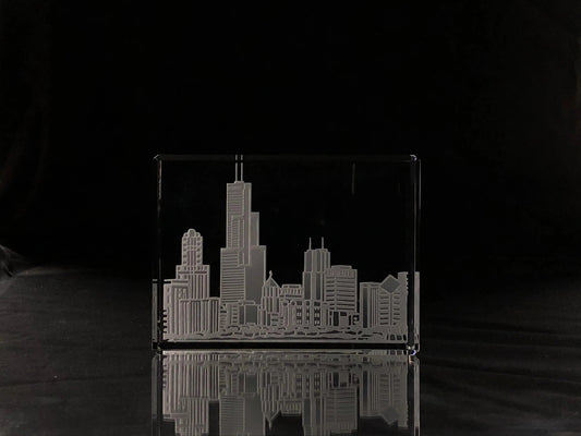 I Love Chicago Skyline Paperweight Crystal House