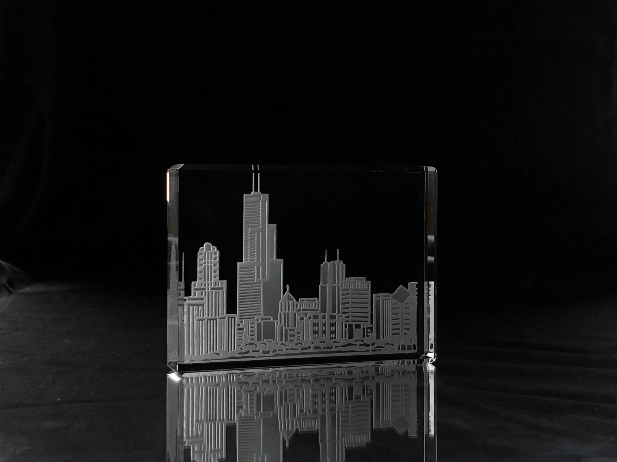 I Love Chicago Skyline Paperweight Crystal House