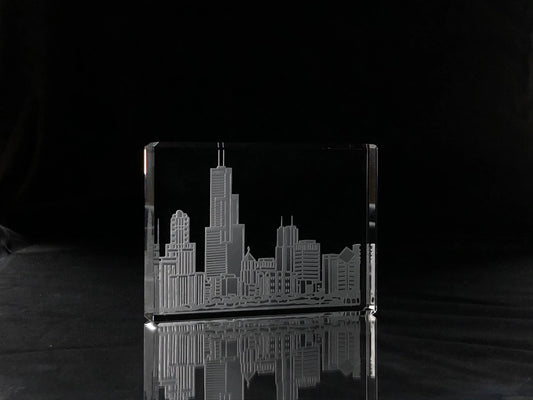 I Love Chicago Skyline Paperweight Crystal House
