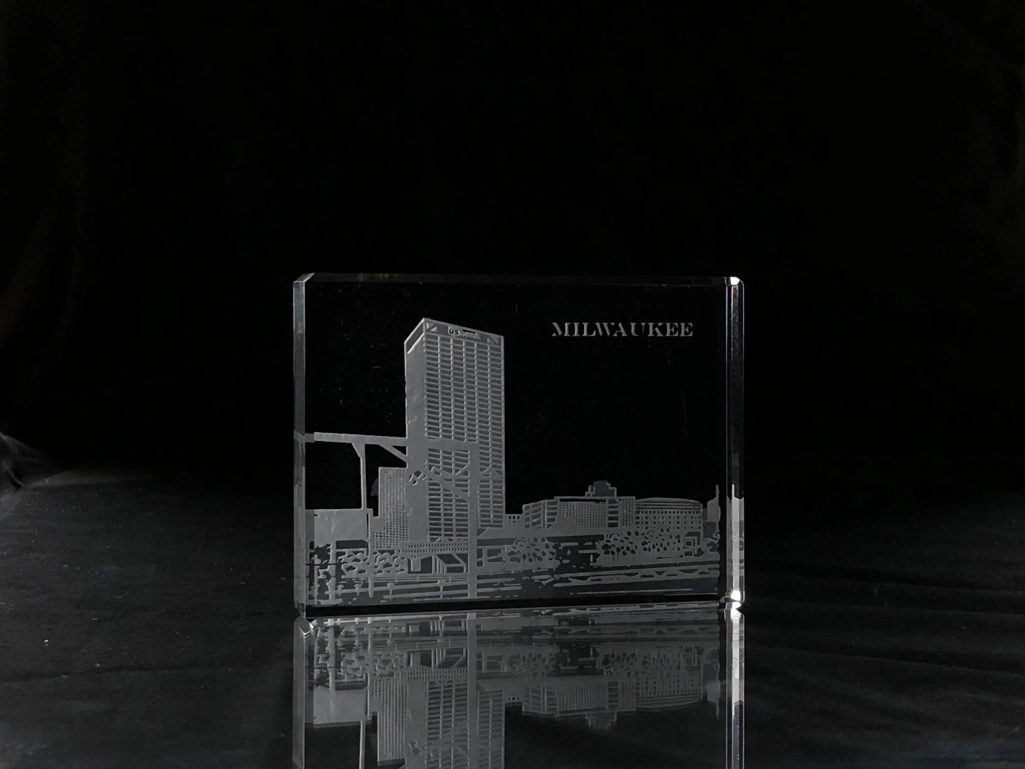 I Love Milwaukee Skyline Paperweight Crystal House