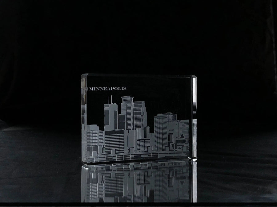I Love Minneapolis Skyline Paperweight Crystal House