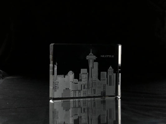 I Love Seattle Skyline Paperweight Crystal House