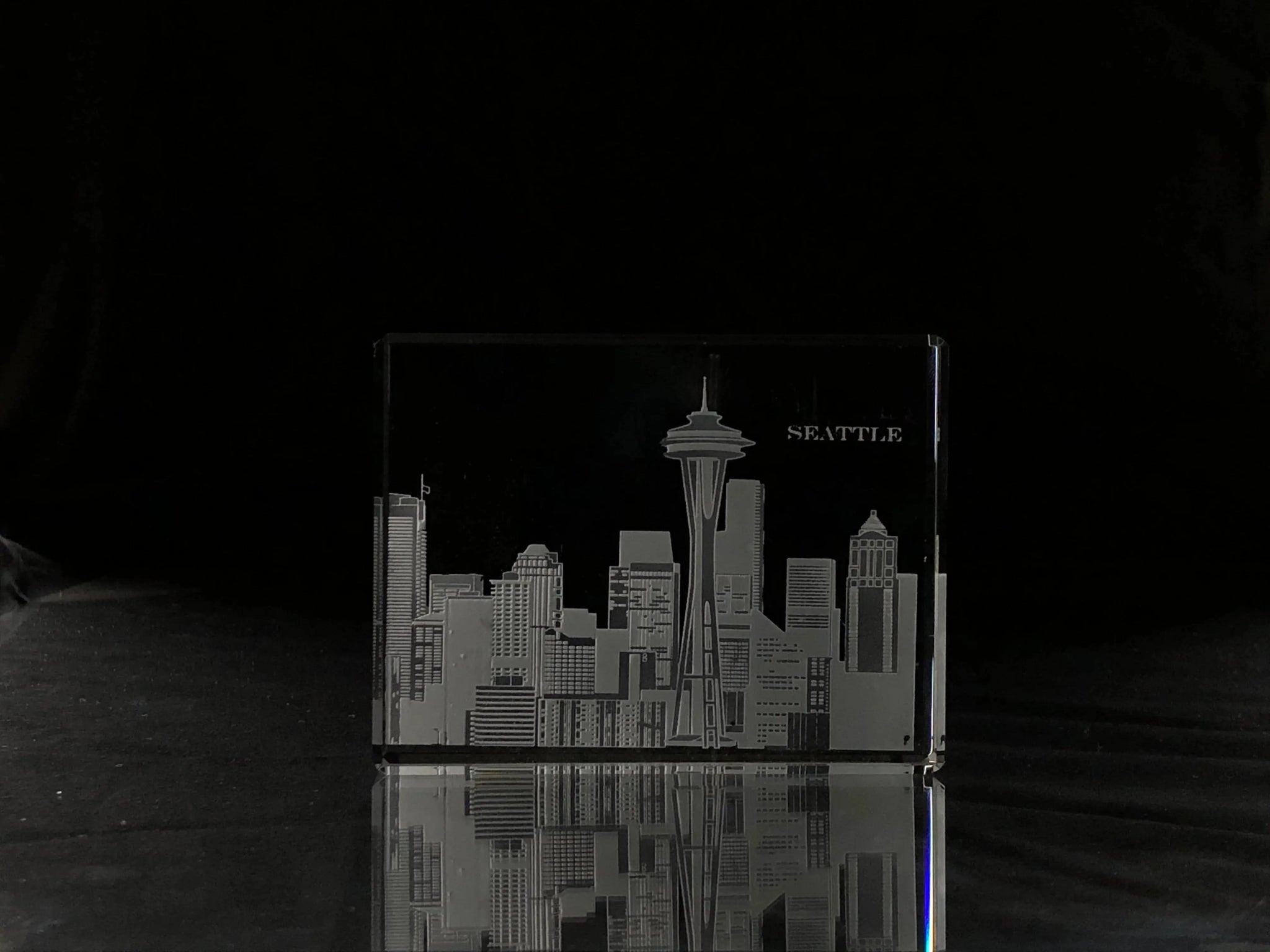 I Love Seattle Skyline Paperweight Crystal House