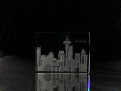 I Love Seattle Skyline Paperweight Crystal House