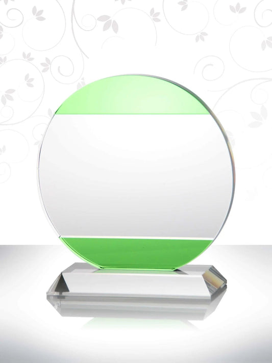 Job Well Done Green Strip Crystal Circle Award Crystal House - RM