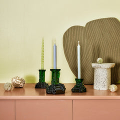 Rocky Baroque Candlestick Emerald Green Small Kosta Boda