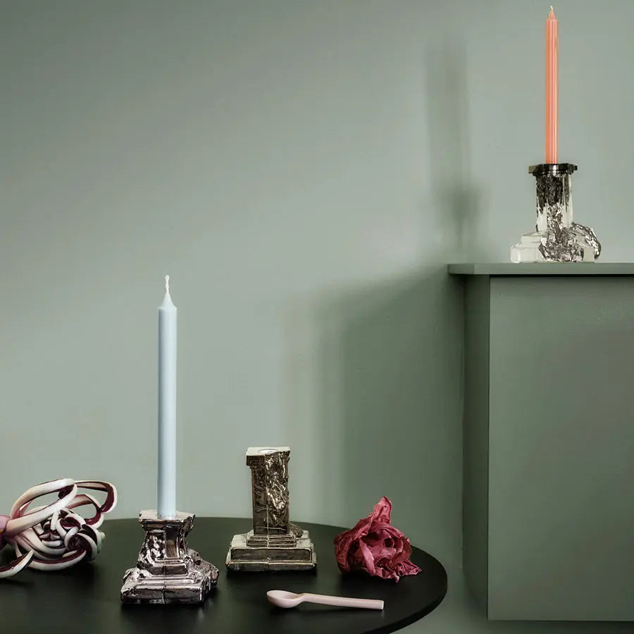 Rocky Baroque Candlestick Glossy Glaze Medium - Crystal House
