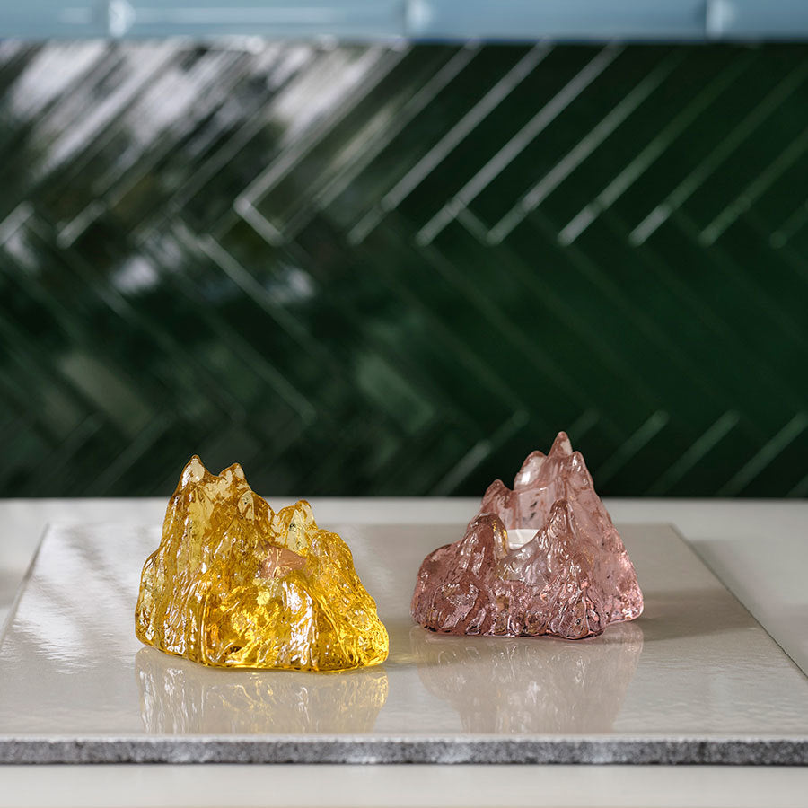 The Rock Votive Pink Kosta Boda