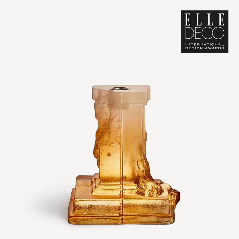 Kosta Boda Rocky Baroque Amber Candlestick Medium Elegant Dining Room Decor & Gift Kosta Boda - Crystal House