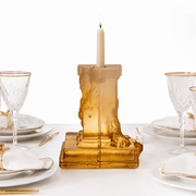 Kosta Boda Rocky Baroque Amber Candlestick Medium Elegant Dining Room Decor & Gift Kosta Boda - Crystal House