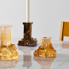 Kosta Boda Rocky Baroque Amber Candlestick Medium Elegant Dining Room Decor & Gift Kosta Boda - Crystal House