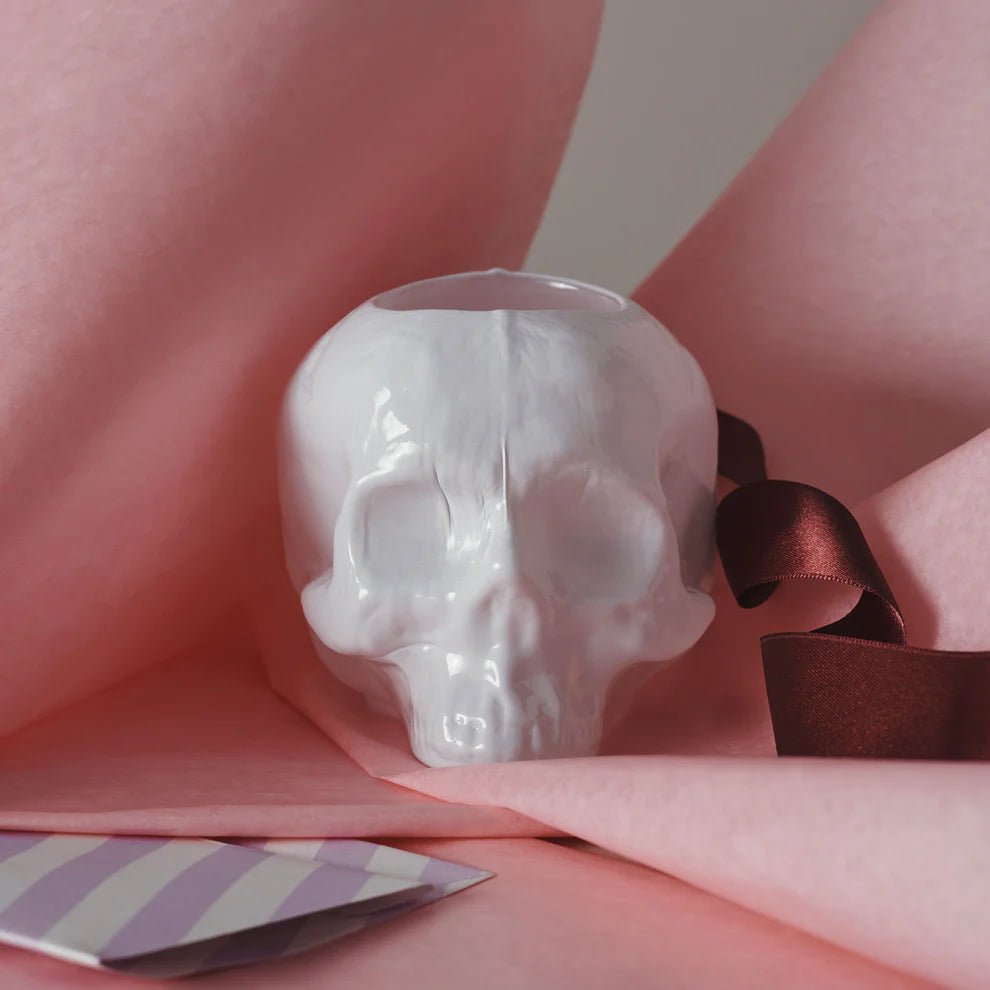 Kosta Boda Still Life Votive Off White Skull Glass Candle Holder Kosta Boda - Crystal House