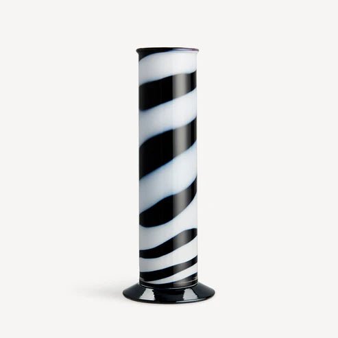 Lab Cylinder Vase Black/White Kosta Boda - Crystal House