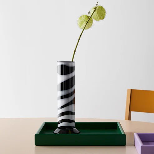 Lab Cylinder Vase Black/White Kosta Boda - Crystal House
