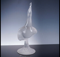 Lalique Crystal Figurine, Singing Seagull on Frosted Base Crystal House - Replacements