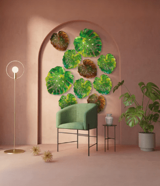 Large Monstera Wall Leaf in Green by Emilio Robba Daum - Crystal House