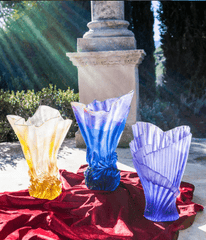 Large Pink Green Draped Vase Croisiere Daum - Crystal House