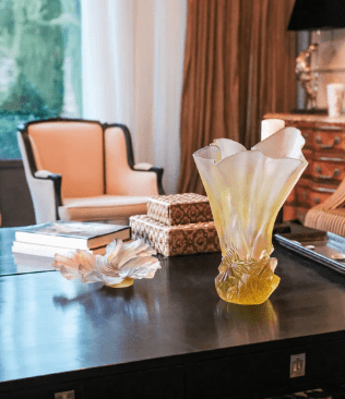 Large Pink Green Draped Vase Croisiere Daum - Crystal House