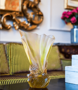 Large Pink Green Draped Vase Croisiere Daum - Crystal House