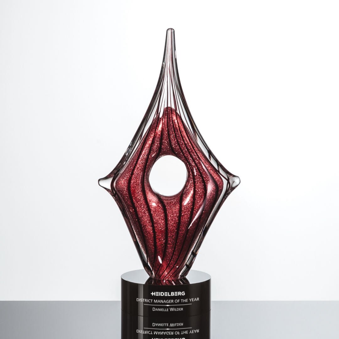 Luxury Arezzo Optic Crystal Award Trophy with Black Base crystal edge - Crystal House