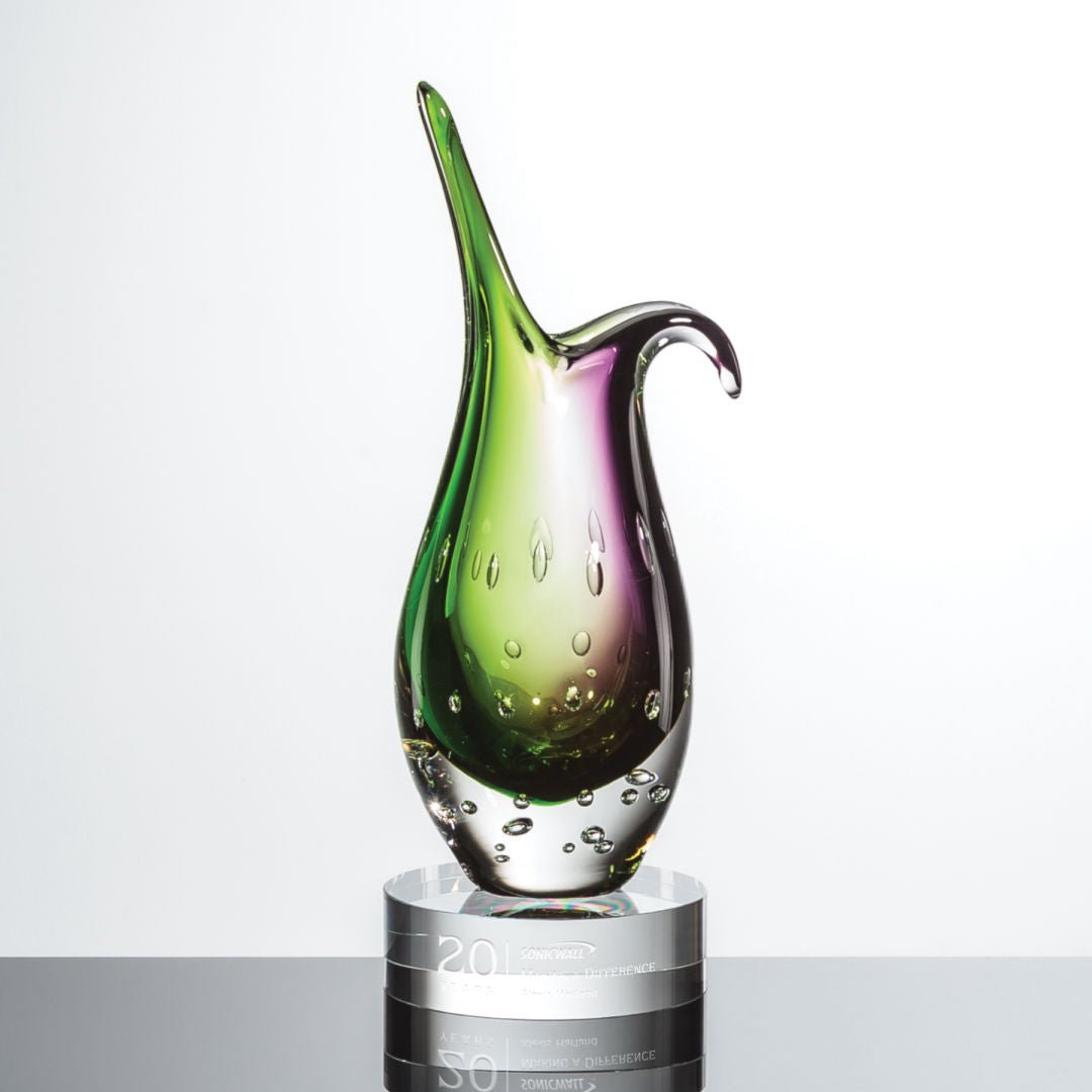 Luxury Pavia Optic Crystal Award Trophy with Intrepid Base Gift crystal edge - Crystal House