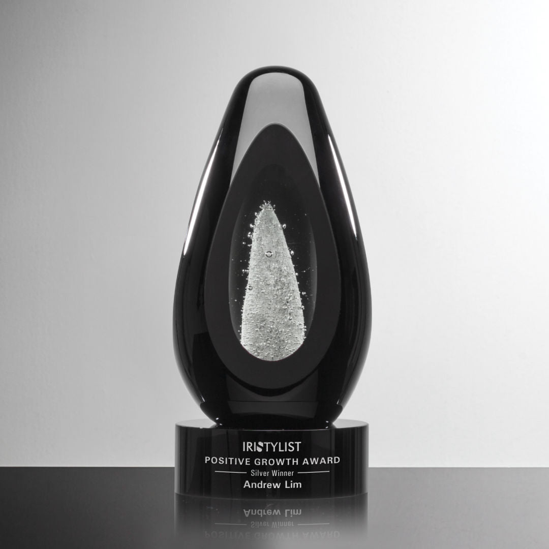 Luxury Stagliano Optic Crystal Award Trophy with Intrepid Base crystal edge - Crystal House