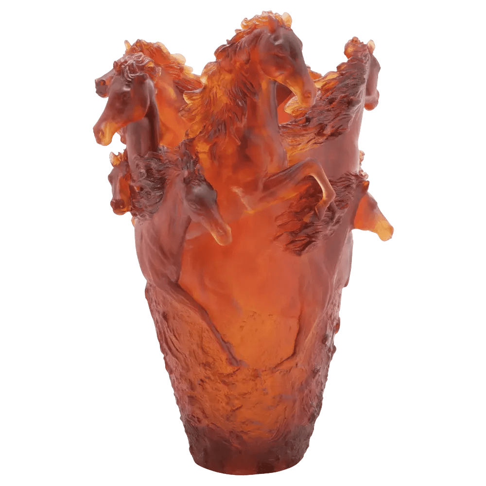 Magnum Horse Vase in Amber 175 ex Daum