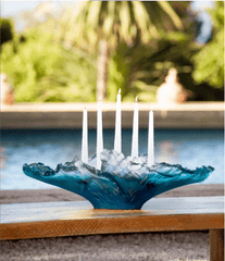 Maya Set of 2 White Sculpted Candles by Daum Daum - Crystal House