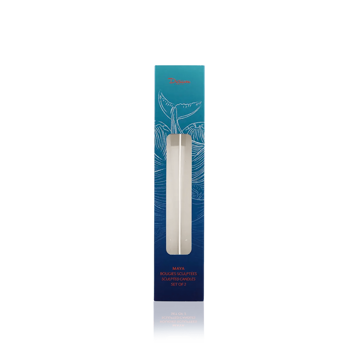 Maya Set of 2 White Sculpted Candles Daum