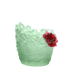Medium Hibiscus Vase in Light Green & Red 225 ex Daum
