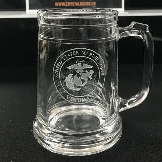 Military Insignia Engraved on Maritime Beer Mug Crystal House