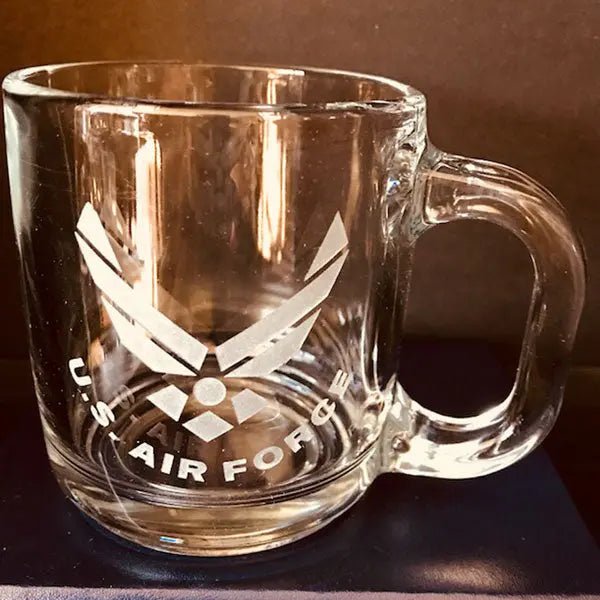 Military Logo Sand Carved on Warm Beverage Mug Crystal House