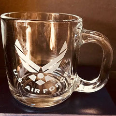 Military Logo Sand Carved on Warm Beverage Mug Crystal House