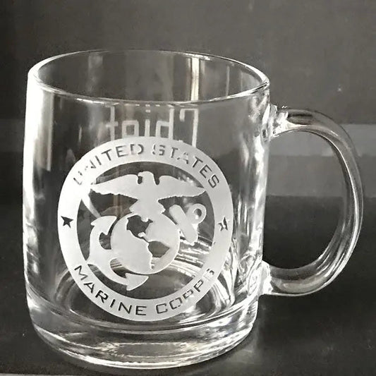 Military Logo Sand Carved on Warm Beverage Mug Crystal House