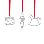 Mini Ornament Set with Rocking Horse Drum and Nutcracker Holiday Decor