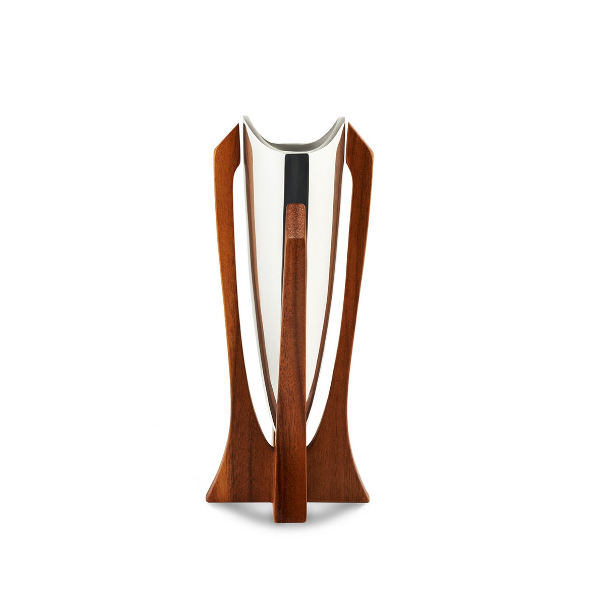 Nambé Tribute Vase – Alloy & Acacia Wood Designer Flower Vase Nambé