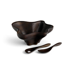 Oceana Coral Salad Bowl w/ Servers - Espresso Nambé
