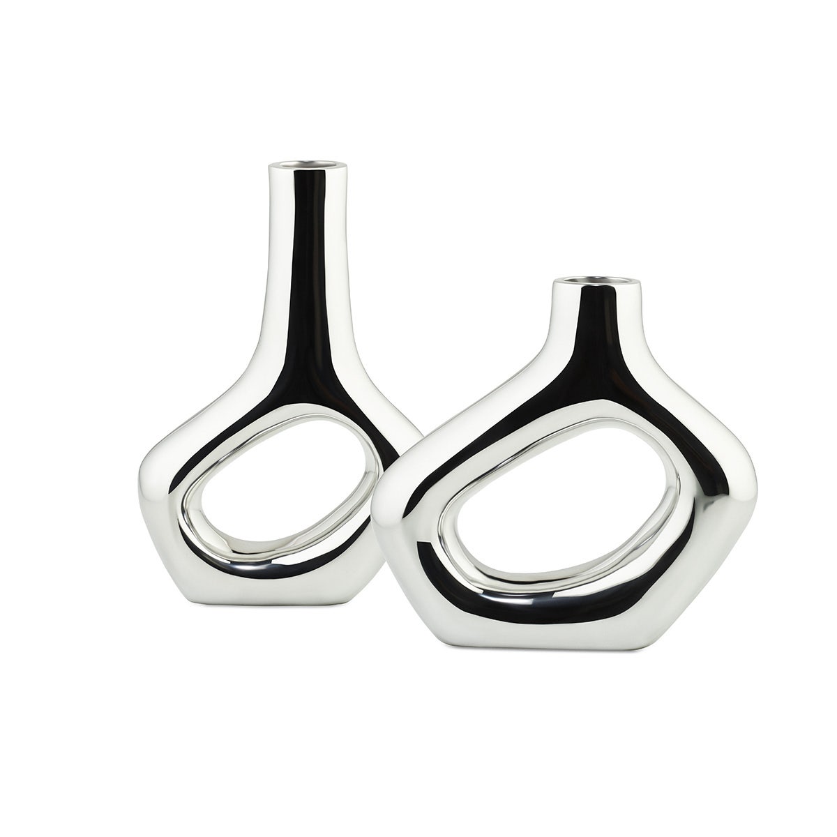 Nambe Organic Vase Set of 2 – Modern Alloy Designer Flower Vases Nambé- Crystal House
