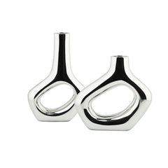 Nambe Organic Vase Set of 2 – Modern Alloy Designer Flower Vases Nambé- Crystal House